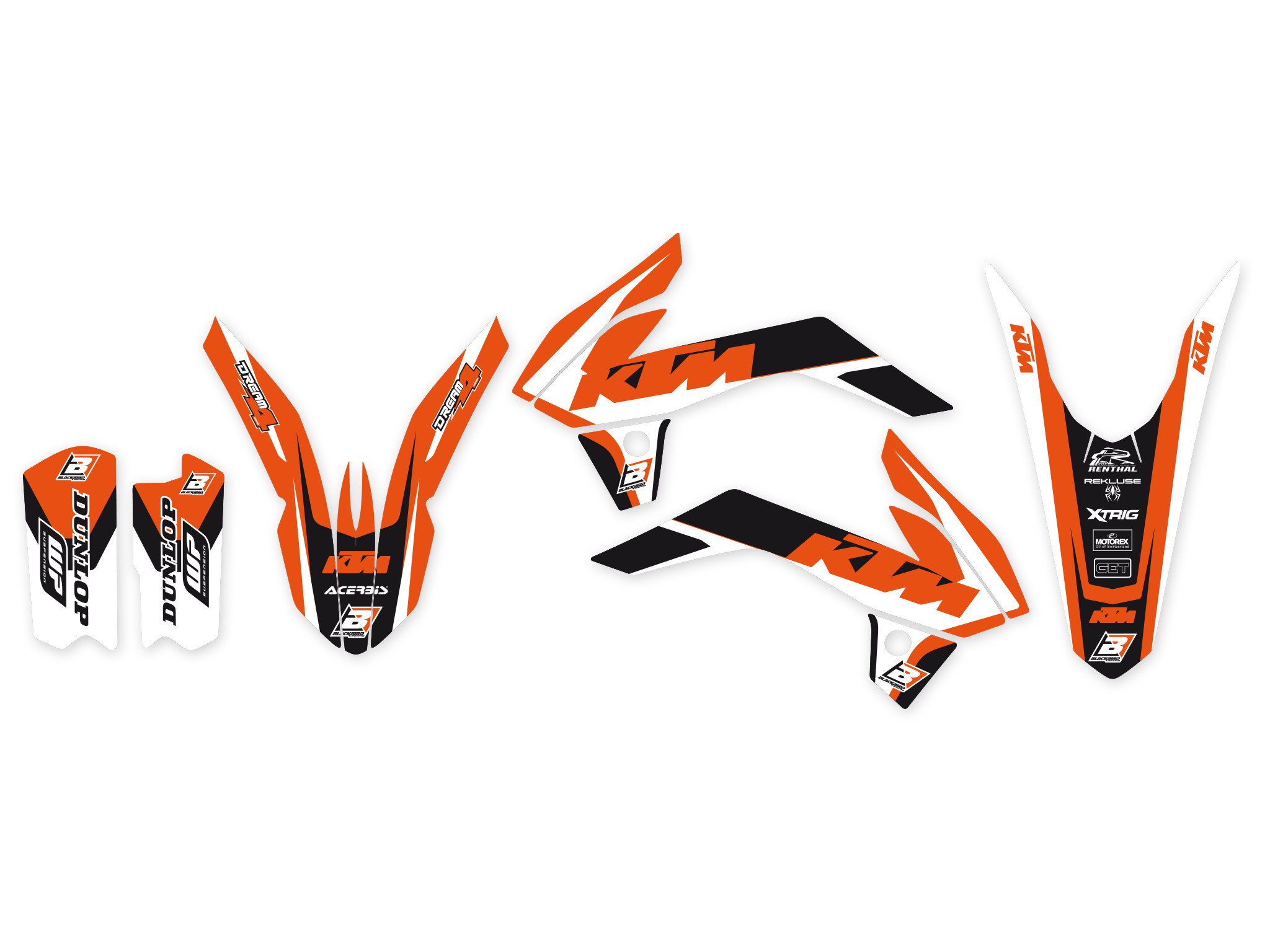 Set adesivi forcellone KTM 85 SX (04-14) Renthal Arancio/Nero - Evomotor