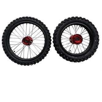 set cerchi gomme 17 14 perno ruota d 15mm cnc rossi