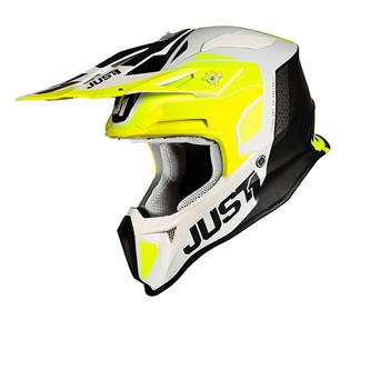 casco moto cross just1 j18 pulsar giallo fluo bianco nero opaco