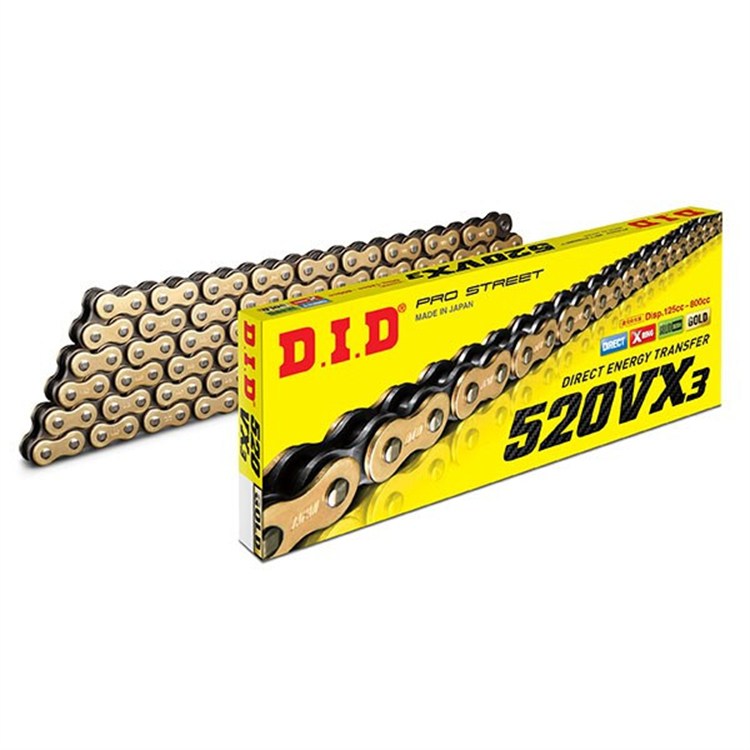 Catena DID passo 520 enduro duratura con X-RING 120 maglie - oro clip