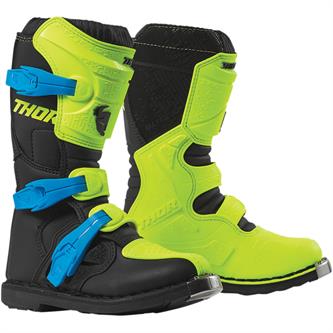 stivali bimbo cross enduro thor blitz xp nero giallo fluo azzurro