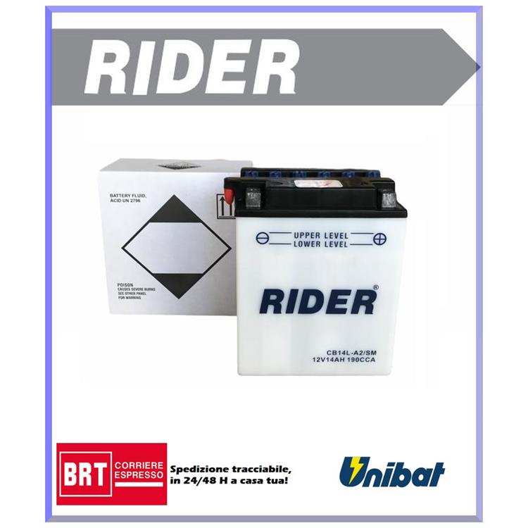Batteria Rider CB14LA2SM APRILIA ETX 350cc (1986-1992) [Yuasa code YB14L-A2]