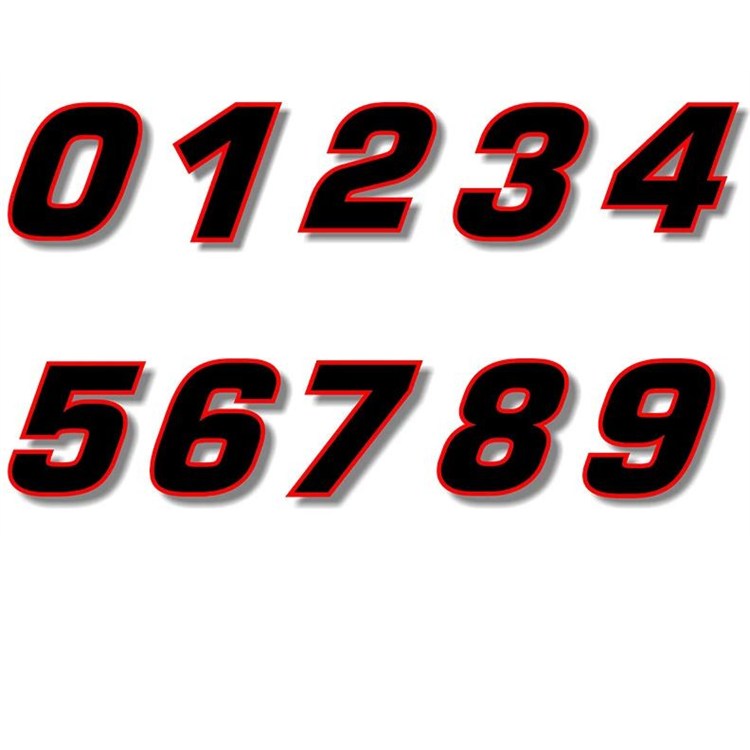 Numero adesivo Nero bordo Rosso PVC Altezza 5cm