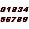 Numero adesivo Nero bordo Rosso PVC Altezza 15cm in Numeri Adesivi