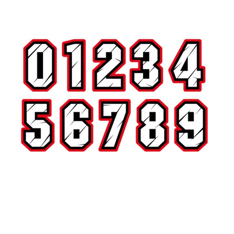 Numero adesivo Bianco bordo Rosso PVC Altezza 15cm