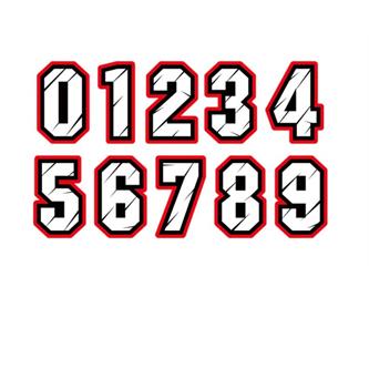 numero adesivo bianco bordo rosso pvc altezza 15cm