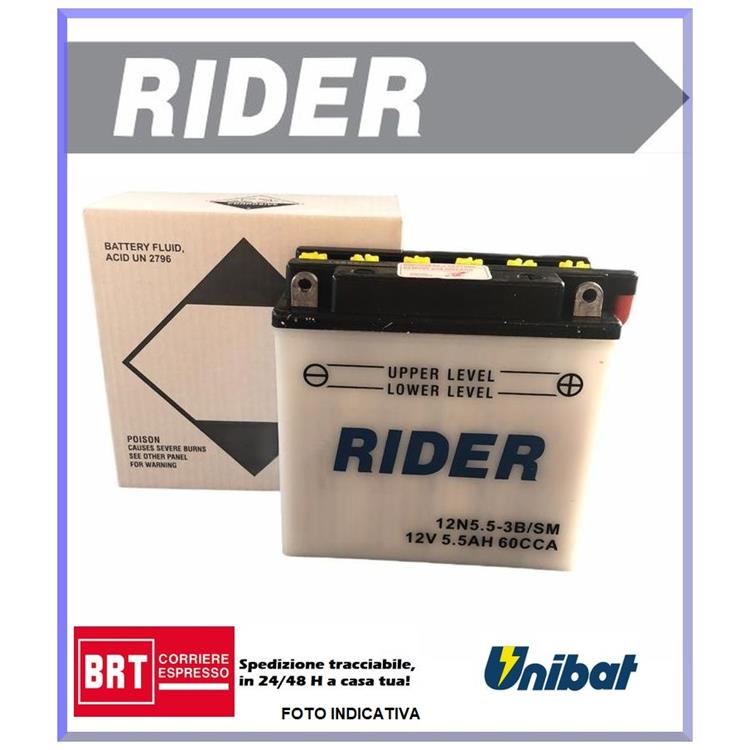 Batteria Rider 12N554ASM CAGIVA Roadster 125cc (1994-2001) [Yuasa code 12N5.5-4A]