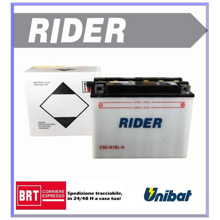 Batteria Rider C50N18LASM DUCATI Sport Desmo Twin Parallelo 500cc (1977-1979) [Yuasa code Y50-N18L-A]