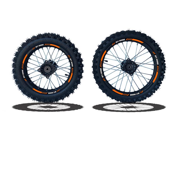 Set Cerchi + Gomme 17/14 Perno ruota 15MM RACING 1 Arancio