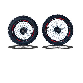 set cerchi  gomme 17 14 perno ruota 15mm racing 1 rosso