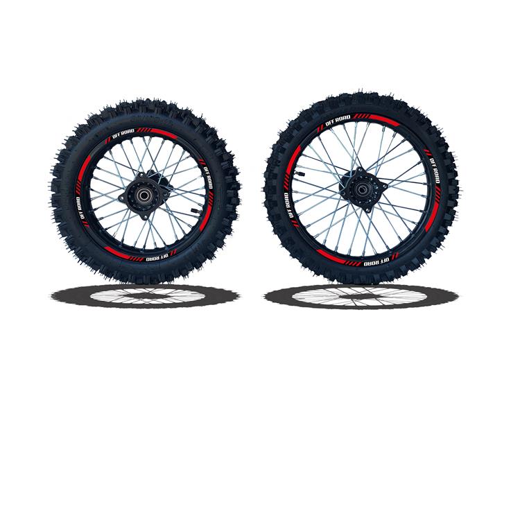 Set Cerchi + Gomme 17/14 Perno ruota 15MM RACING 1 Rosso