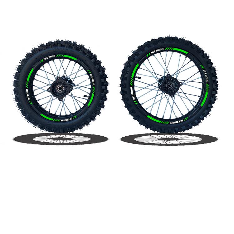 Set Cerchi + Gomme 17/14 Perno ruota 15MM RACING 1 Verde