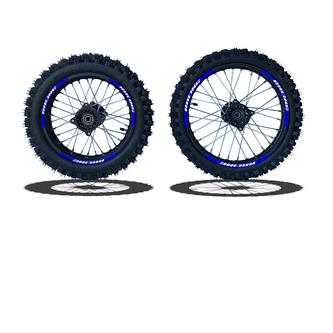set cerchi  gomme 17 14 perno ruota 15mm racing 2 blu