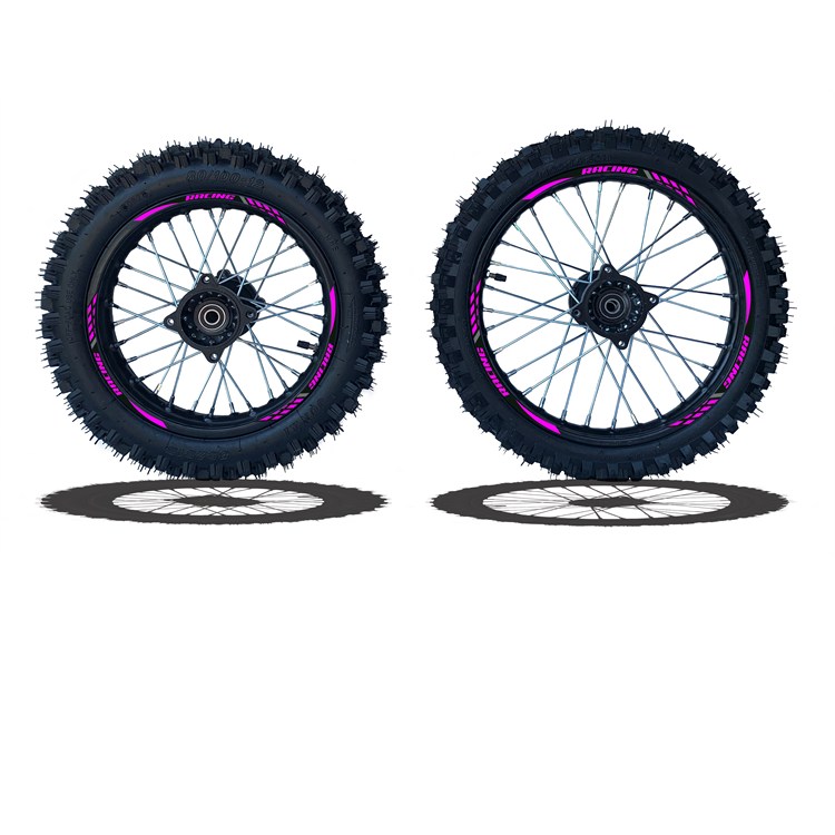 Set Cerchi + Gomme 17/14 Perno ruota 15MM RACING 4 Fucsia