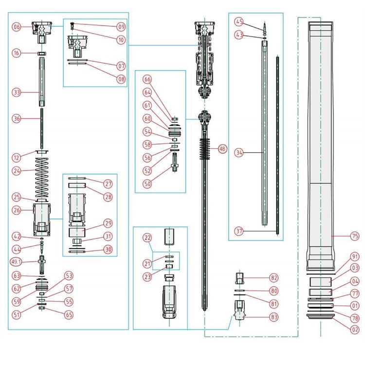 Ricambi forcella Kawasaki KX 250 F (2020-2025) - Seeger fodero [91]
