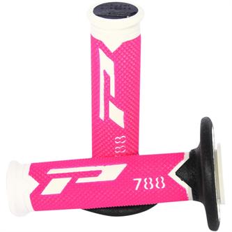manopole motocross pro grip triple density 788 bianco rosa fluo
