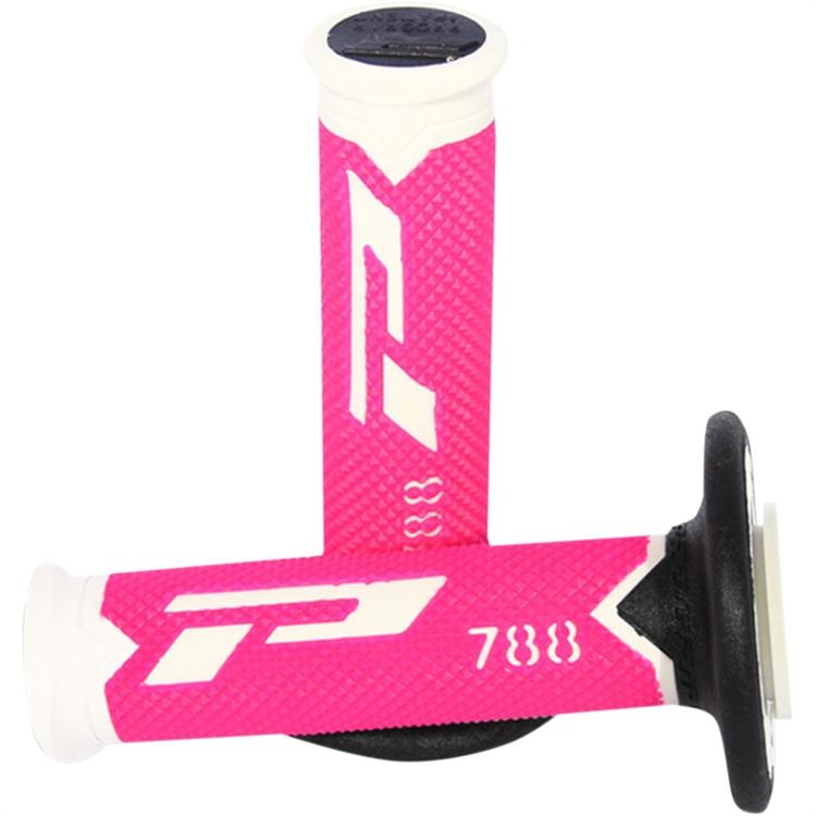 Manopole motocross Pro Grip triple density 788 Bianco rosa fluo