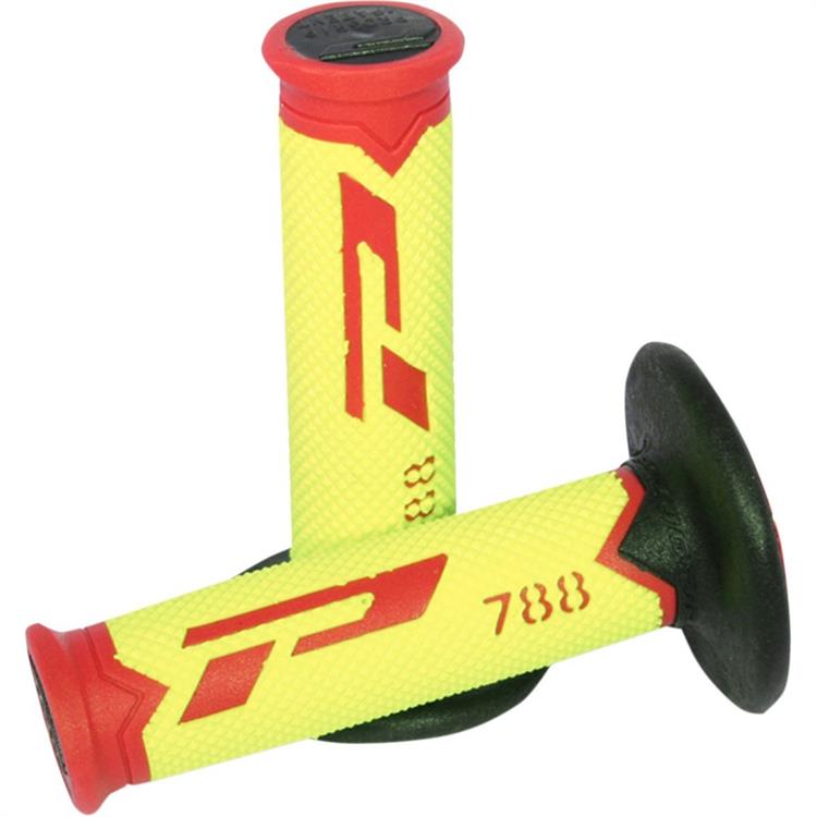 Manopole motard Pro Grip triple density 788 Rosso / Giallo fluo