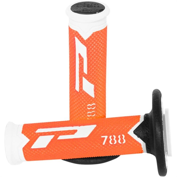 Manopole motard Pro Grip triple density 788 Bianco Arancione fluo