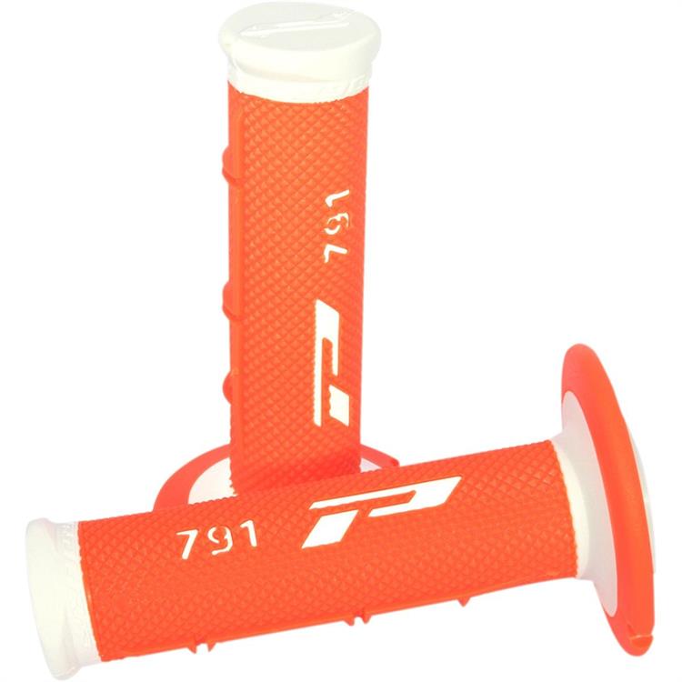 Manopole motard Pro Grip 791 Bianco Arancione fluo