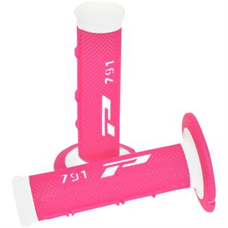 manopole motard pro grip 791 bianco rosa fluo