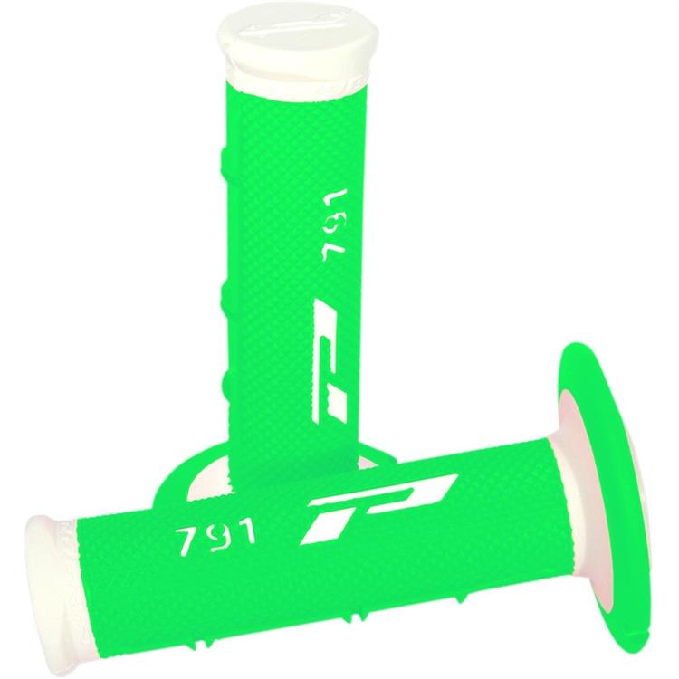 Manopole motard Pro Grip 791 bianco/verde fluo