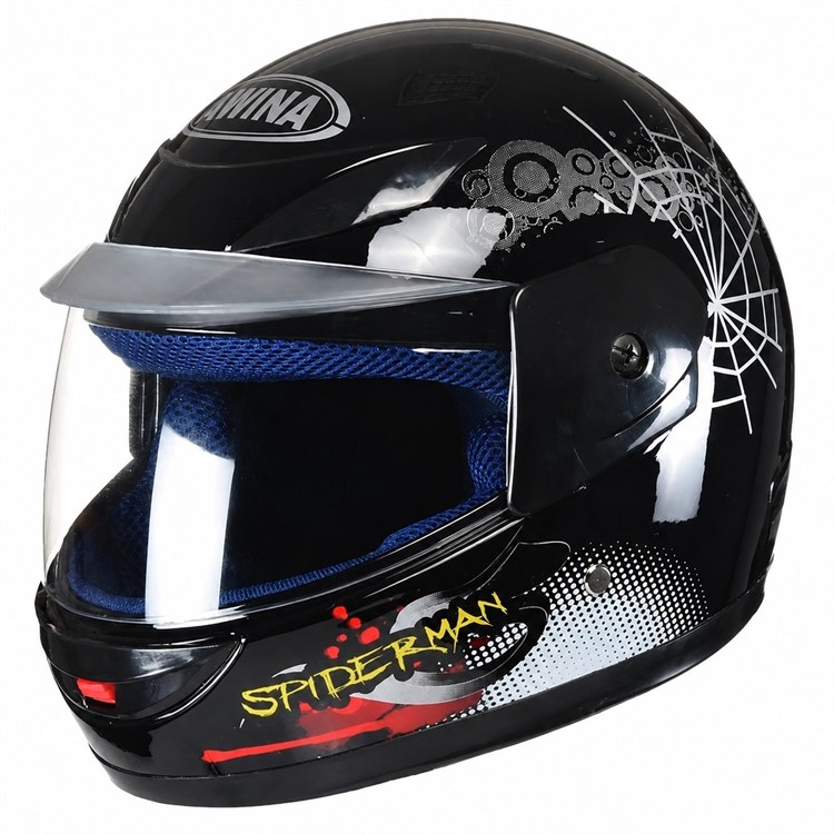 Casco Moto Bambino Nero lucido Spiderman TG S (47-48 cm)