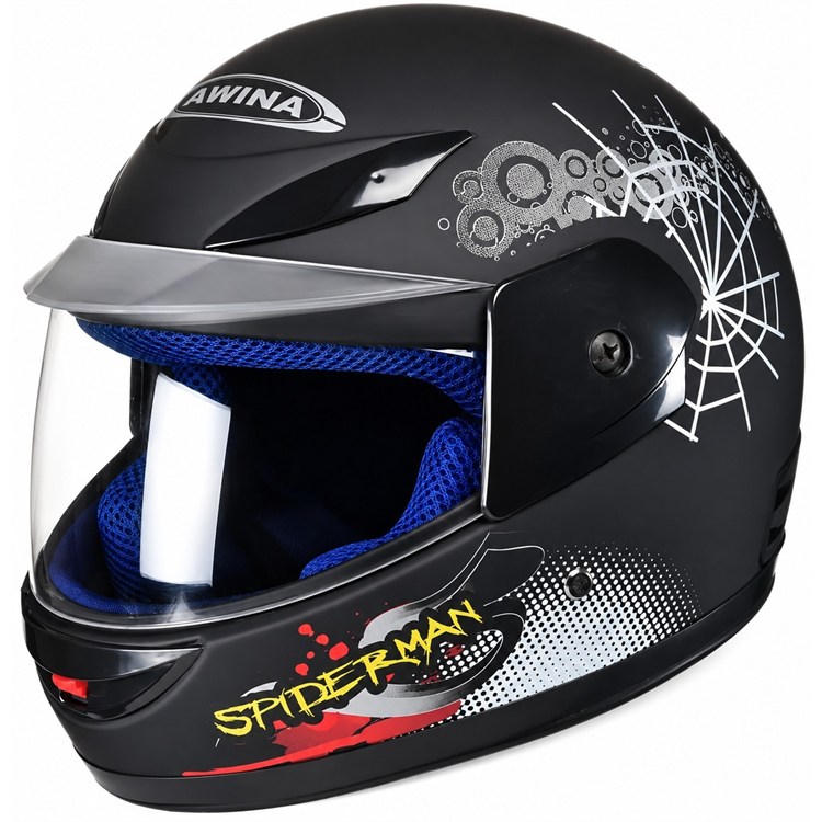 Casco Moto Bambino Nero opaco Spiderman TG S (47-48 cm)