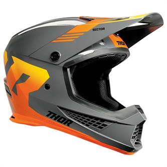 casco moto cross thor sector 2 carve grigio arancio lucido
