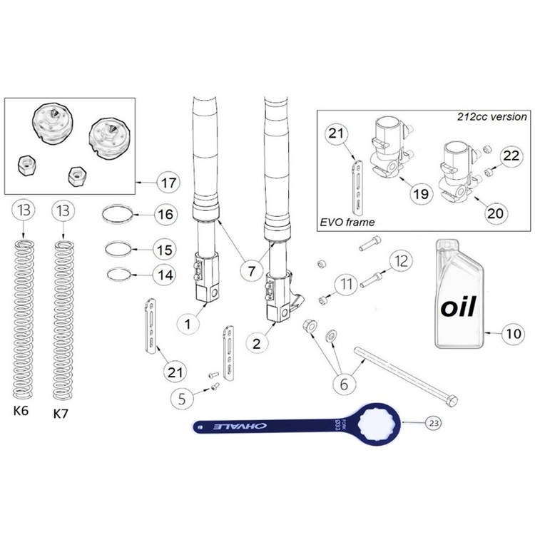 Kit tappi forcella regolazione precarico originale Ohvale GP0 STD (2014-2023)