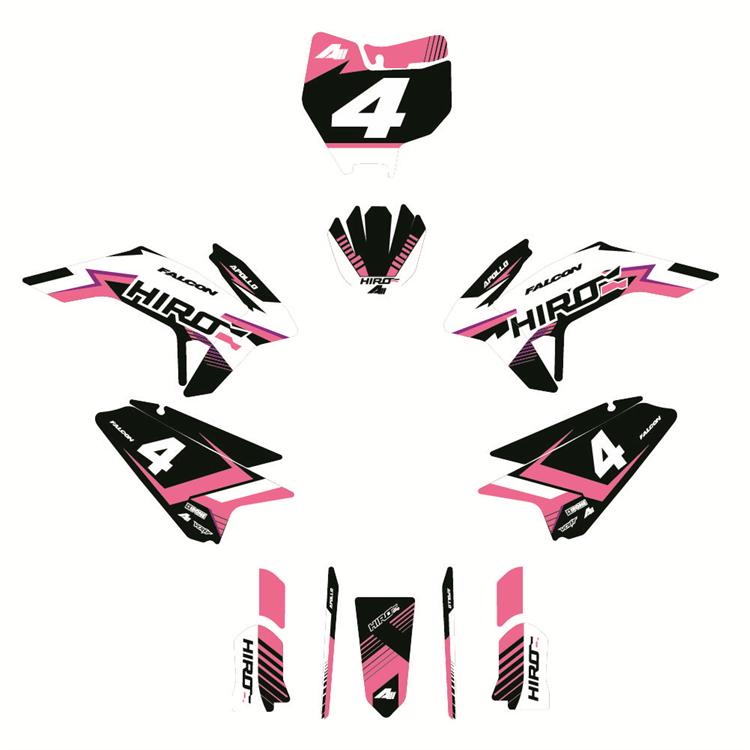 Kit grafiche Minicross 50 cc Hiro Falcon 10/10 Rosa