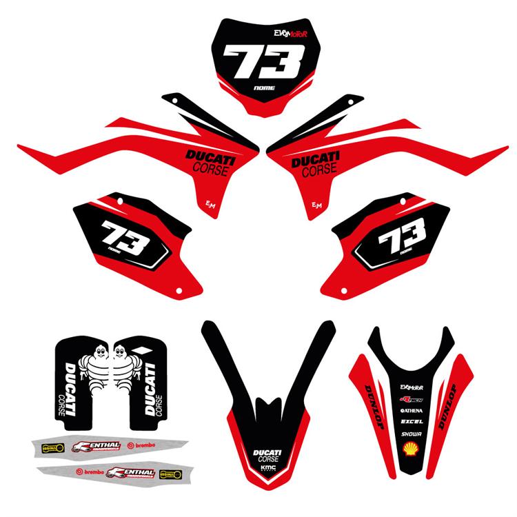 Kit grafiche pit bike Apollo RXF Ducati personalizzabili