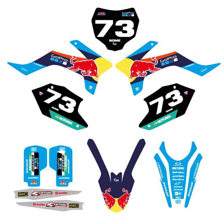 Kit grafiche pit bike Apollo RXF Redbull personalizzabili
