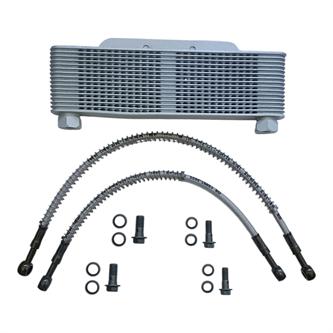 kit radiatore olio alluminio lamellare con tubi in treccia 330 420 mm